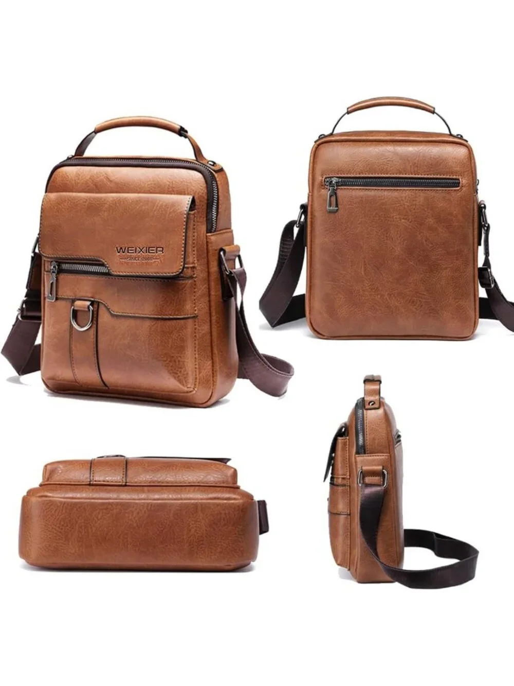 Vintage PU Leather Crossbody Messenger Bag for Men - Small Shoulder Satchel